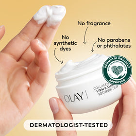 Olay packaging label detail highlighting fragrance-free, gentle formulation