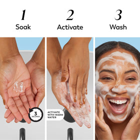 Olay pad dissolving under water demonstrating water-activated convenience