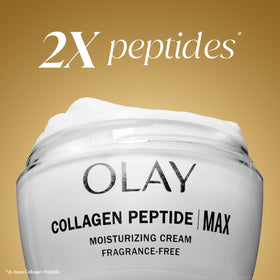 Olay moisturizer on bathroom vanity suggesting daily routine benefit