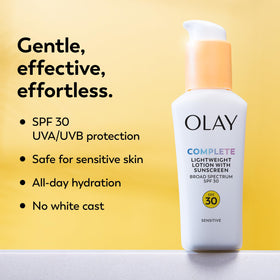 Olay pump dispensing moisturizer on hand demonstrating easy application