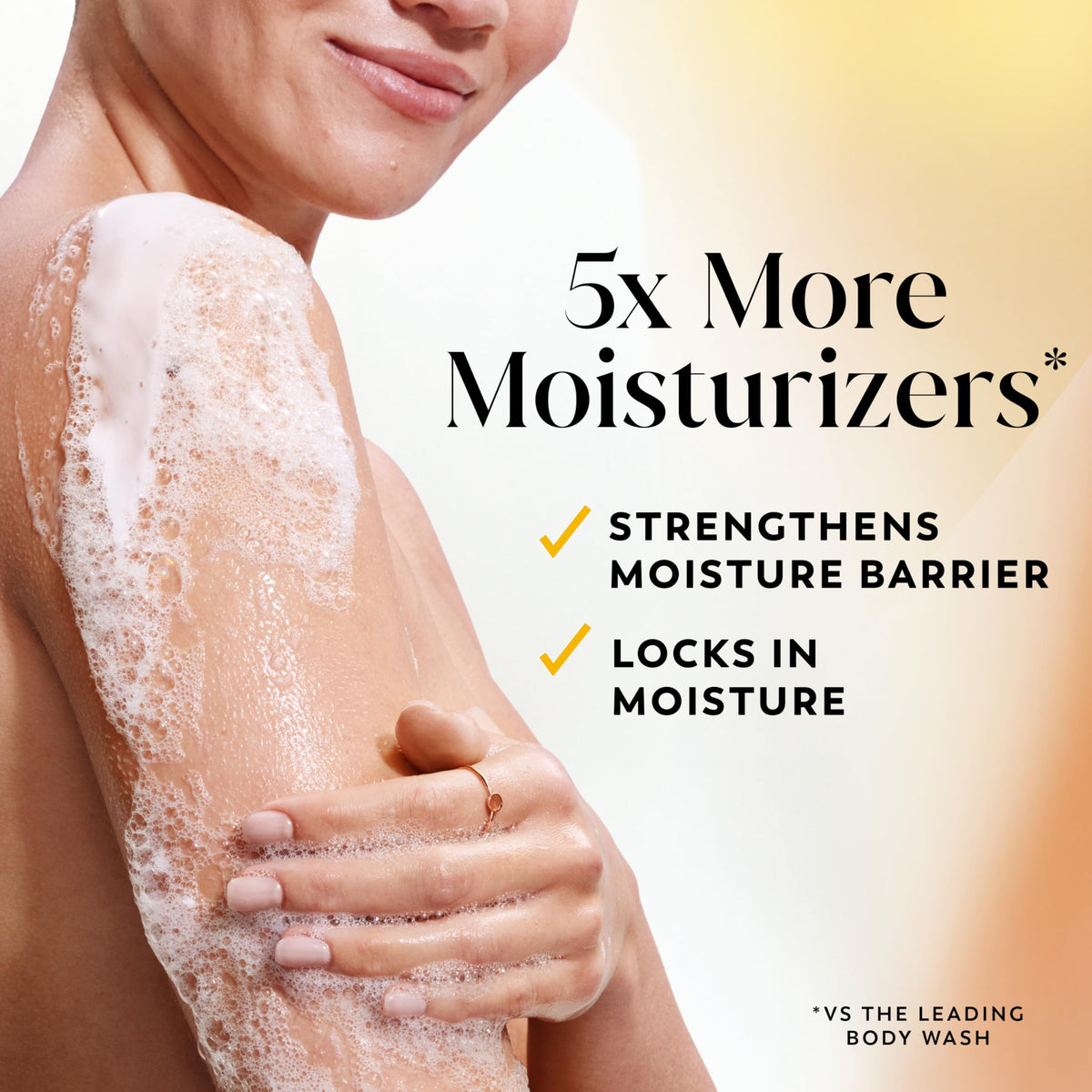 Olay pump dispenser closeup reveals creamy texture for effective cleansing