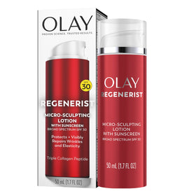 Olay Regenerist on bathroom counter lifestyle shows morning routine convenience benefit