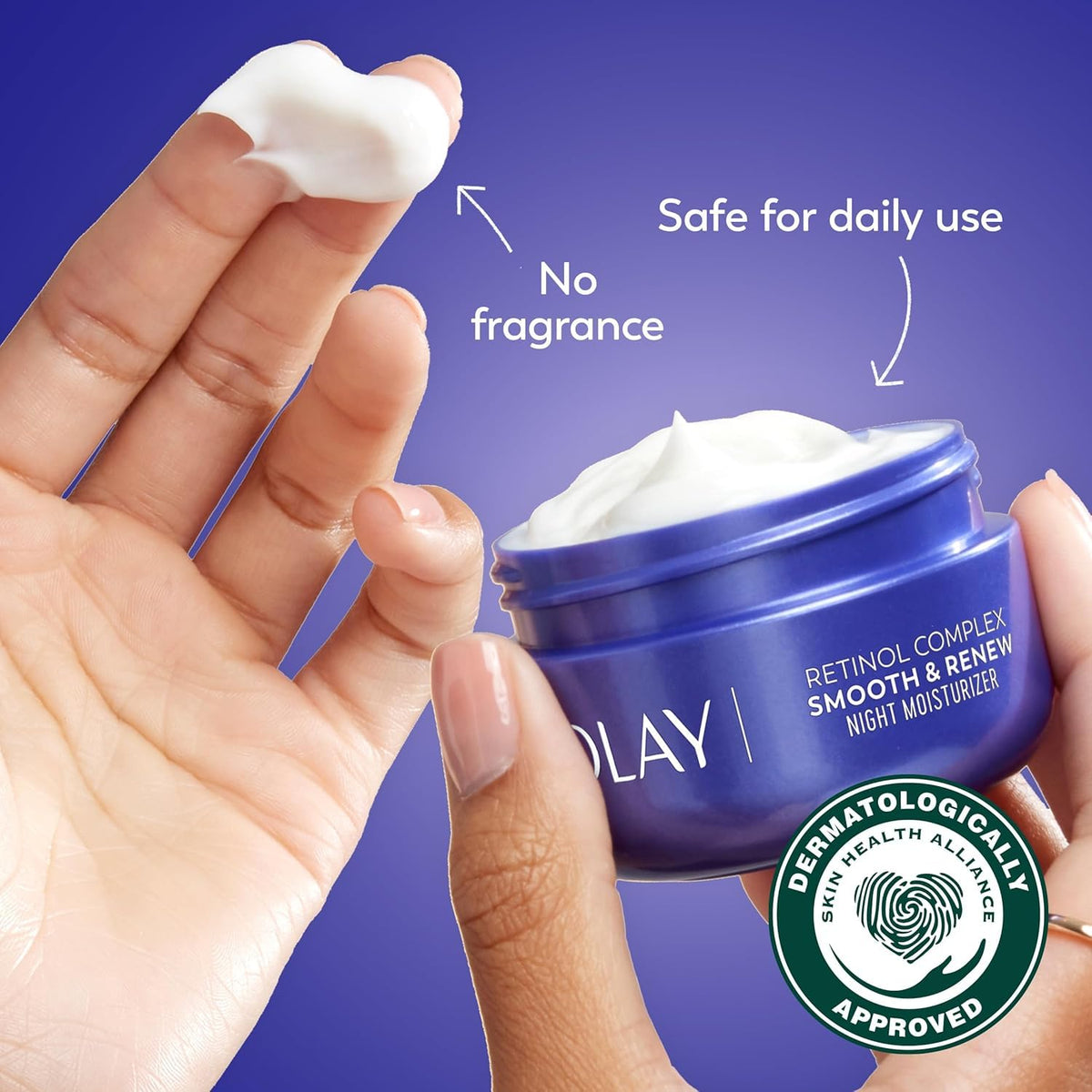 Olay illustration showing visible texture improvement after use benefit