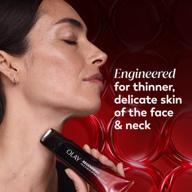 Olay before and after illustration showing visible neck smoothing benefits