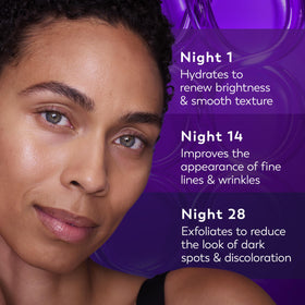Olay close-up badge showing Hexa-Repair peptide for firmer-looking skin