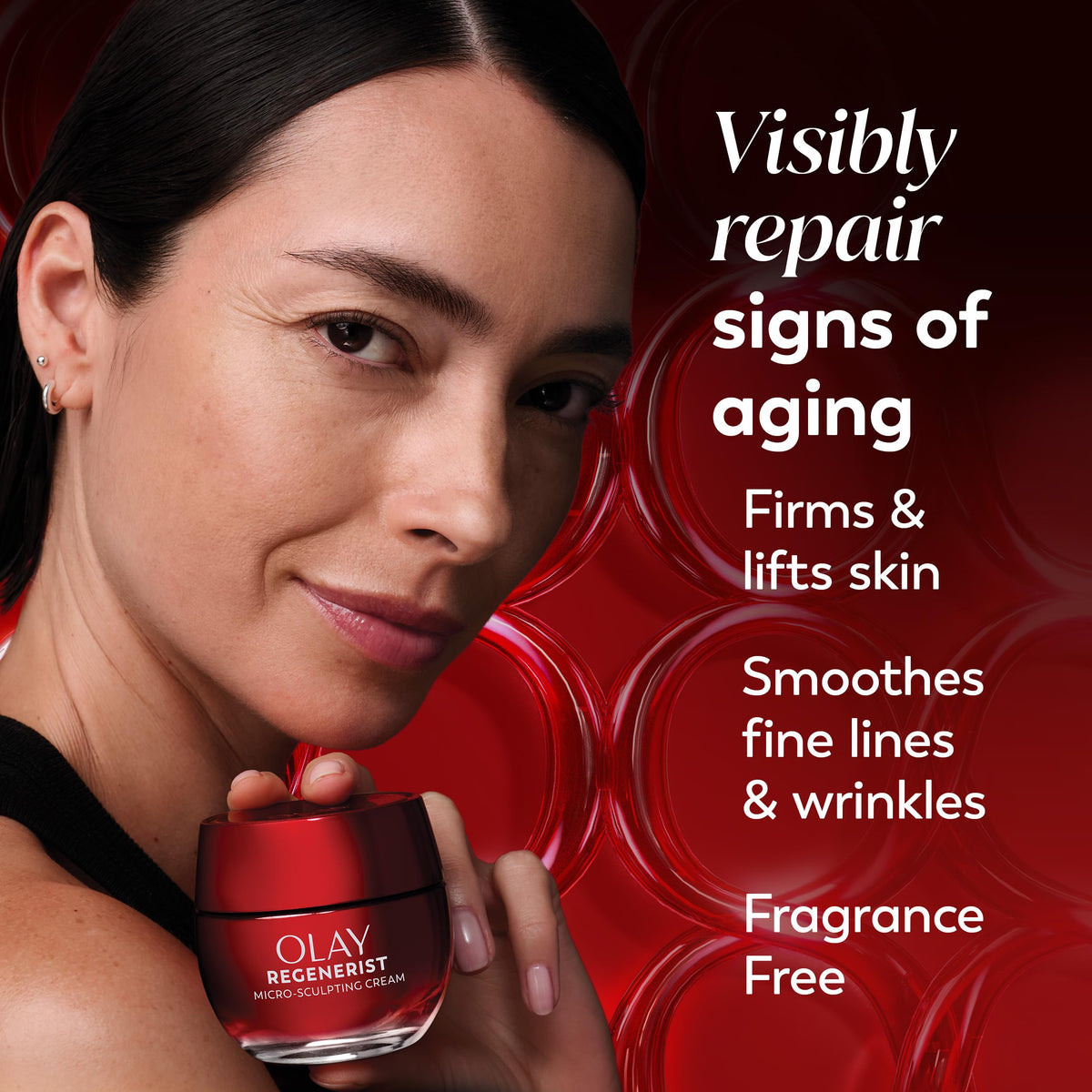 Olay cream on fingertip ready to apply for instant hydration benefit