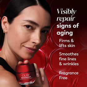 Olay cream on fingertip ready to apply for instant hydration benefit