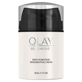 Olay Regenerist front jar showing packaging and moisturizing benefit