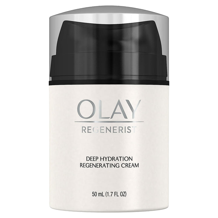 Olay Regenerist front jar showing packaging and moisturizing benefit