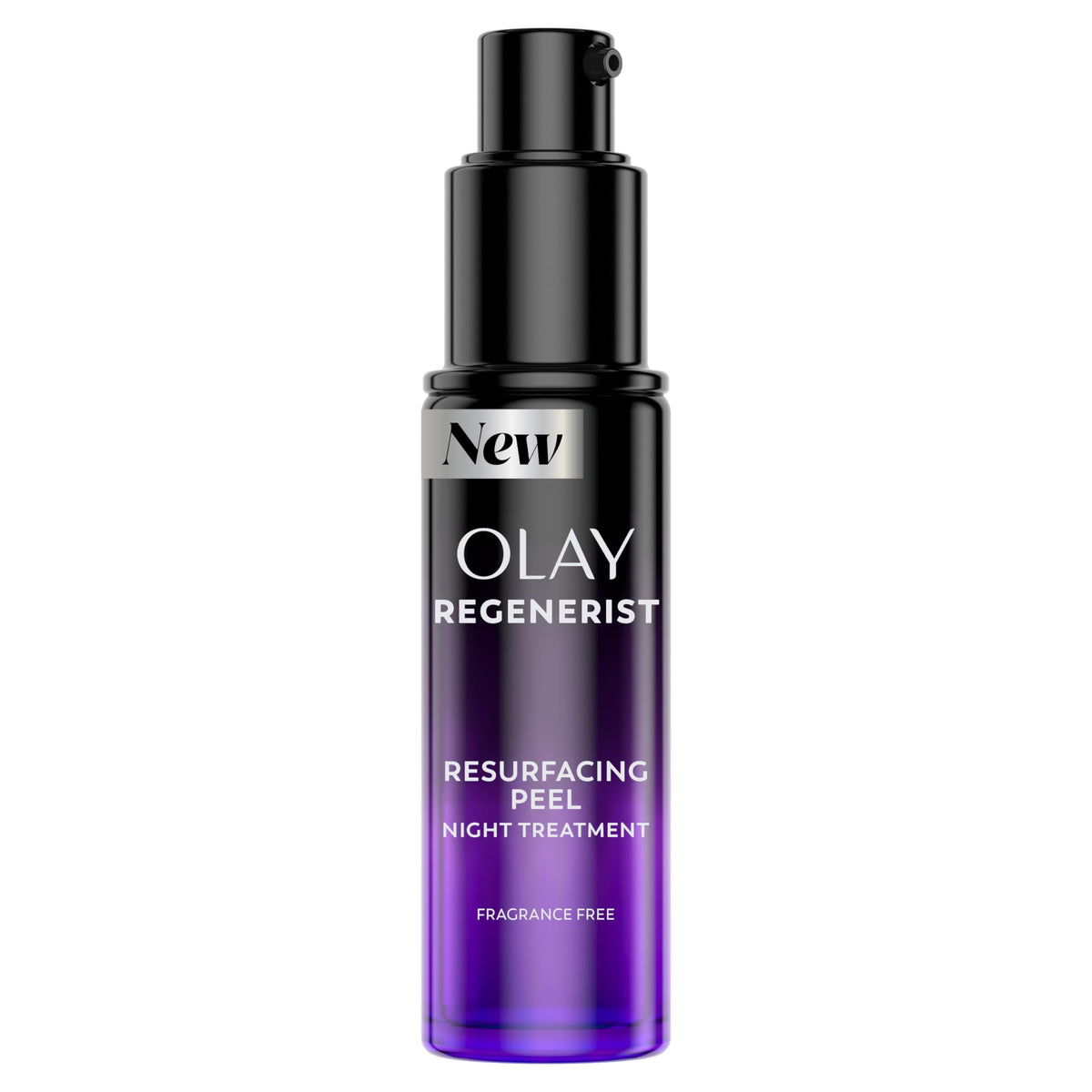 Olay front packaging showing product and benefits for overnight renewal