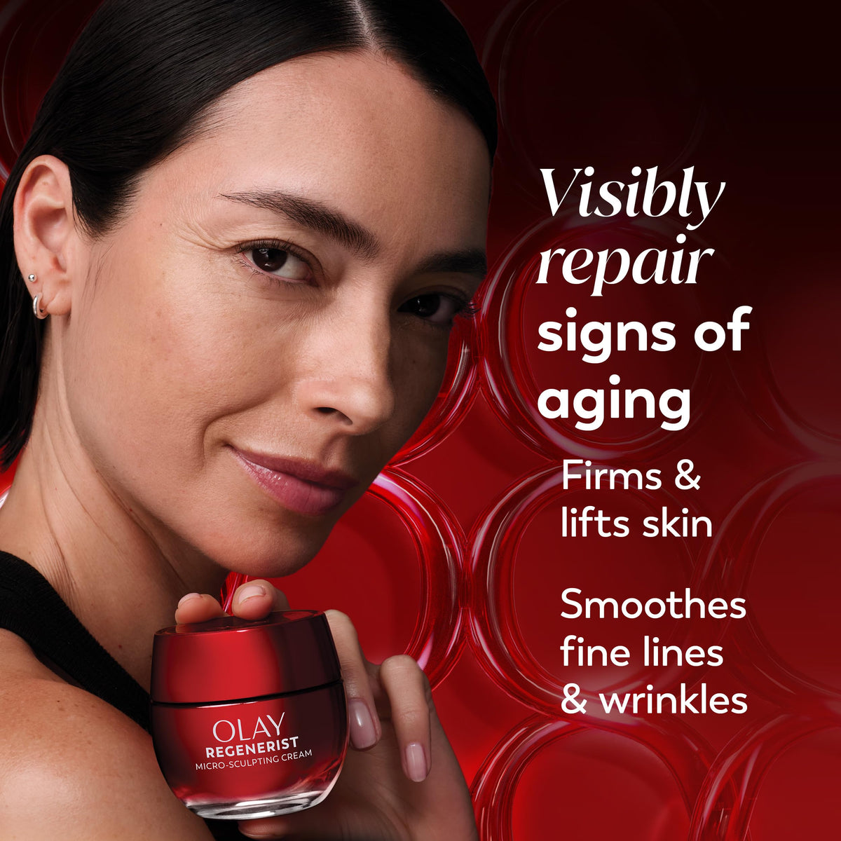 Olay Regenerist close-up of peptides and hyaluronic acid benefits