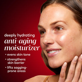 Olay label close-up highlighting niacinamide and peptide ingredients