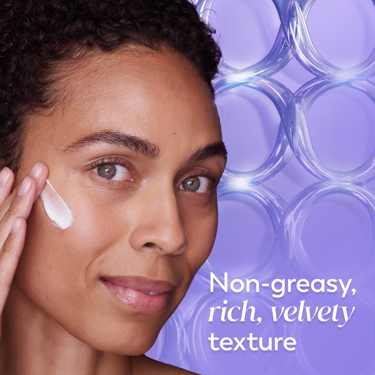 Olay ingredient label showing Triple Collagen Peptides and niacinamide benefits