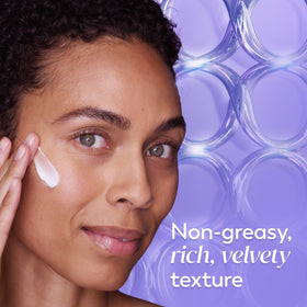 Olay ingredient label showing Triple Collagen Peptides and niacinamide benefits