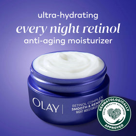 Olay open jar displaying smooth cream texture for quick absorption