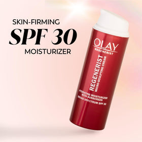 Olay Regenerist open jar close-up shows creamy texture for immediate hydration