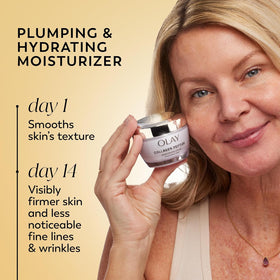 Olay Regenerist open jar close-up of cream texture and quick-absorb benefit