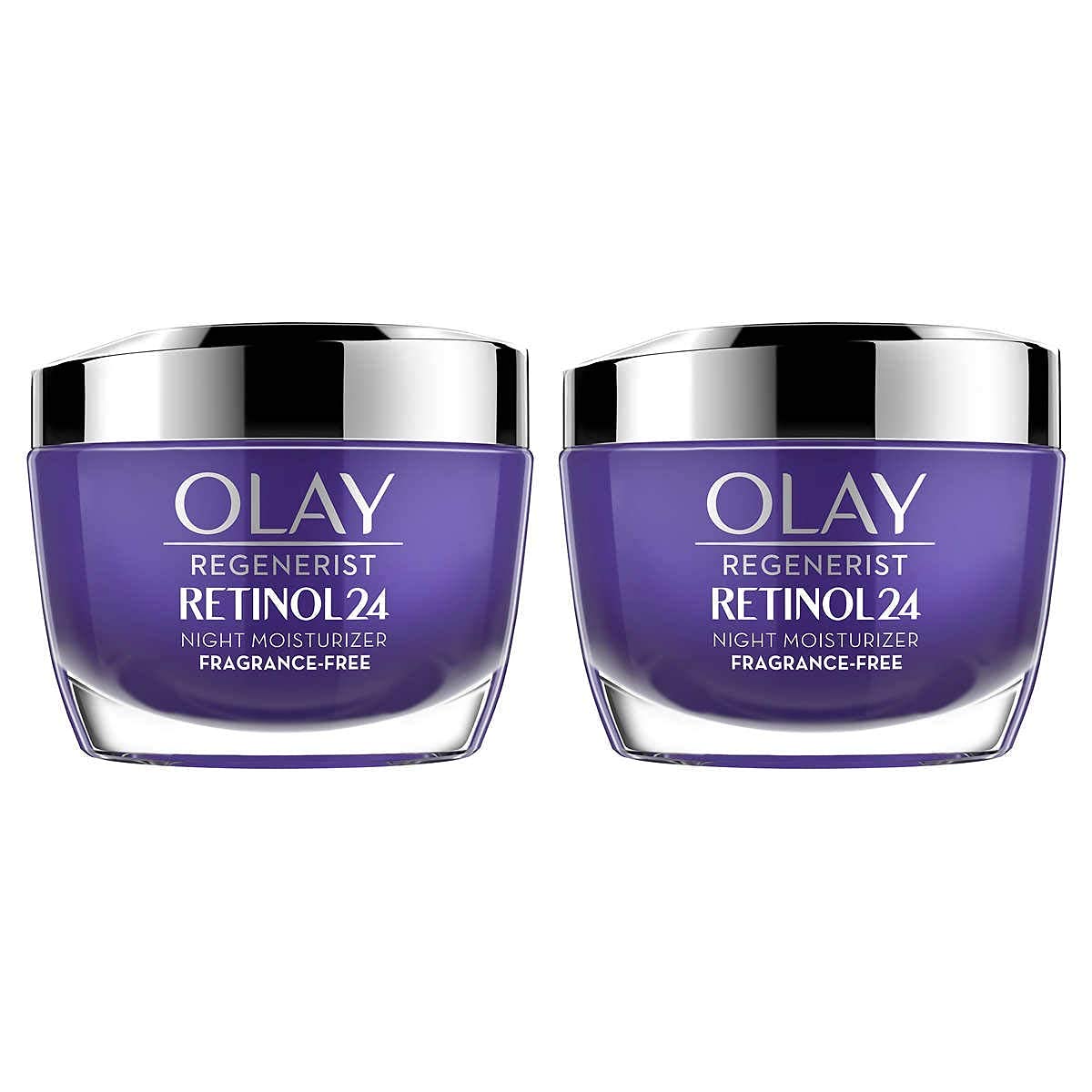 Olay Regenerist Retinol 24 front packaging showing jar and product benefit