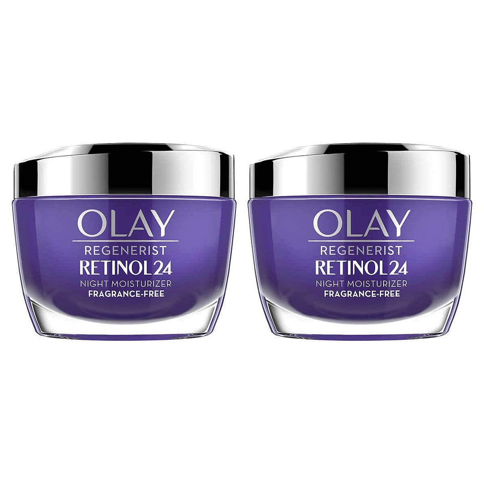 Olay Regenerist Retinol 24 front packaging showing jar and product benefit