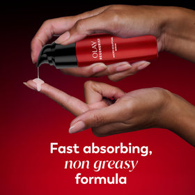 Olay creamy serum texture drop illustrating lightweight hydration