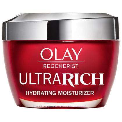 Olay jar front view showing rich moisturizer and brand benefit