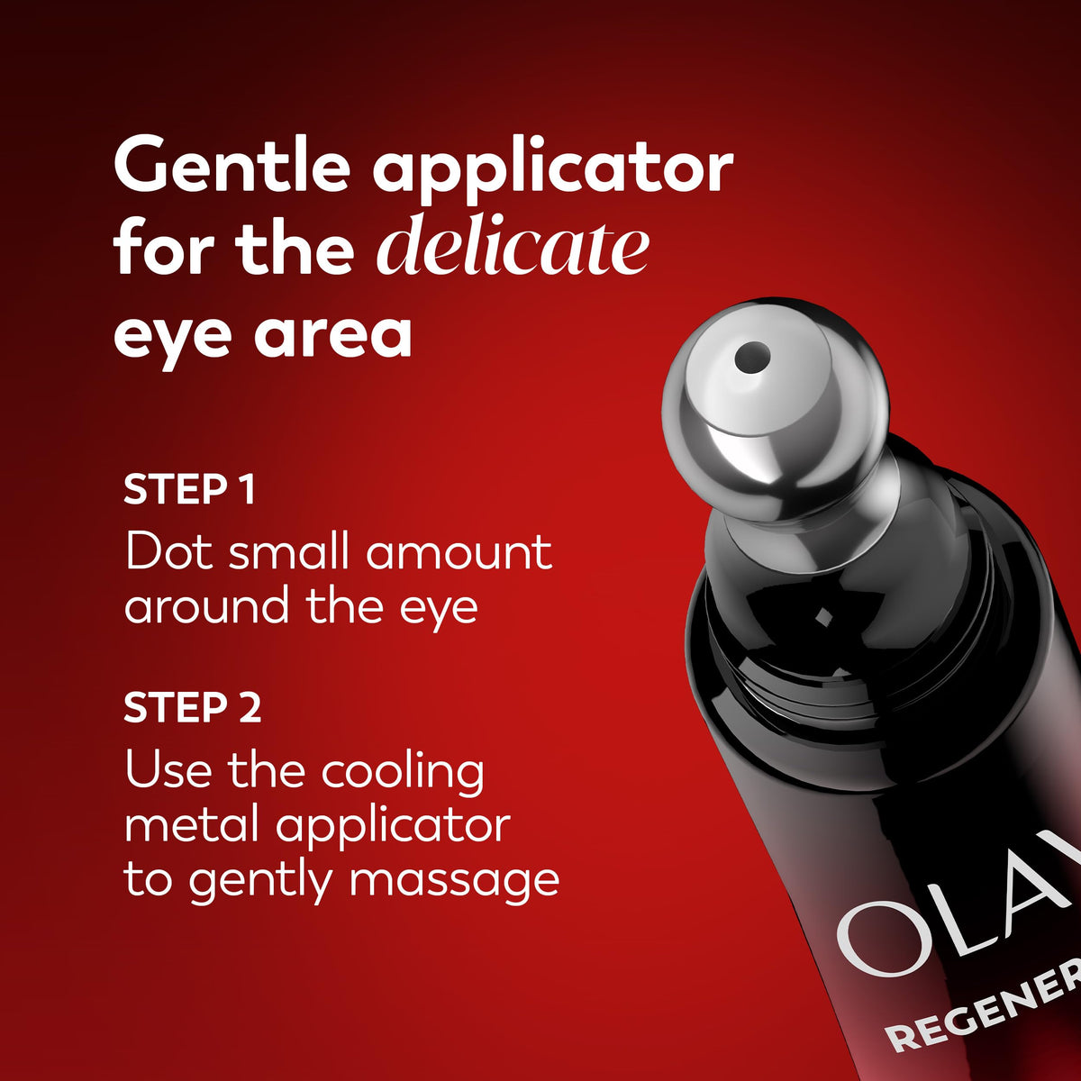 Olay under-eye application demonstration for targeted puffiness care