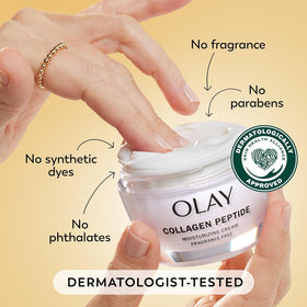 Olay Regenerist on bathroom vanity in lifestyle scene indicating daily use benefits