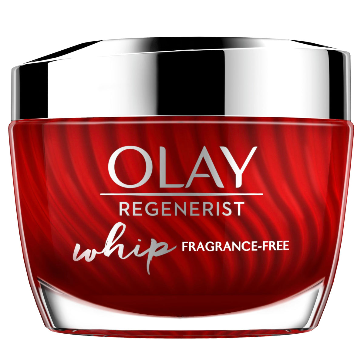Olay Regenerist Whip front jar showing compact travel-friendly packaging and benefits