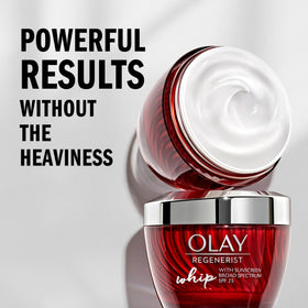 Olay open jar showing airy whipped texture and fast absorption