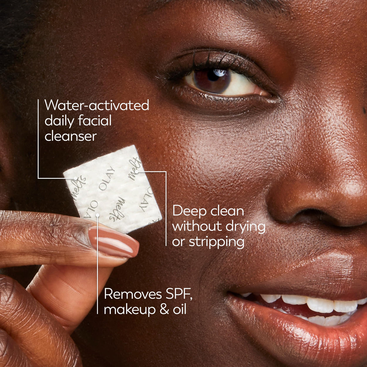 Olay resealable travel pack detail highlighting leak-free travel convenience