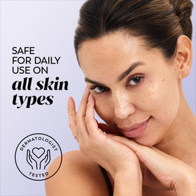 Olay label close-up showing fragrance-free formula and ingredient callouts