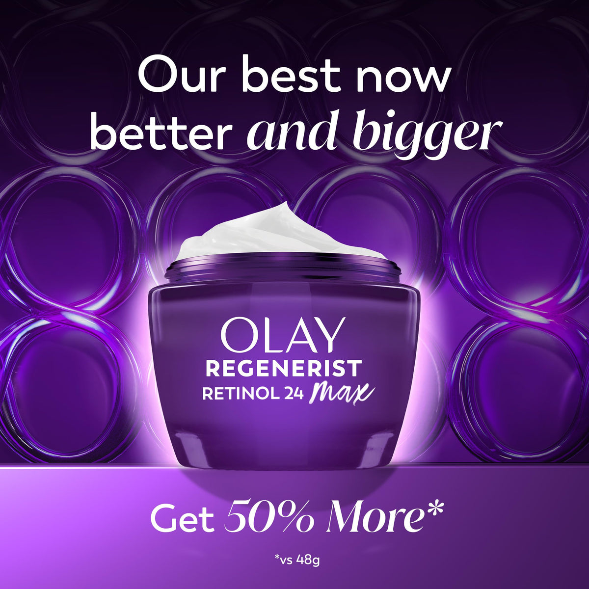 Olay open jar showing smooth cream texture and quick absorption benefit