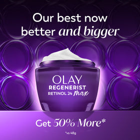 Olay open jar showing smooth cream texture and quick absorption benefit