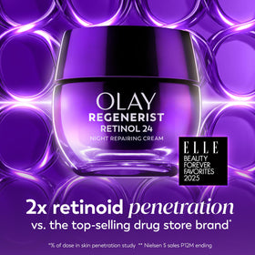 Olay label close-up showing ingredient list and fragrance-free claim for clarity