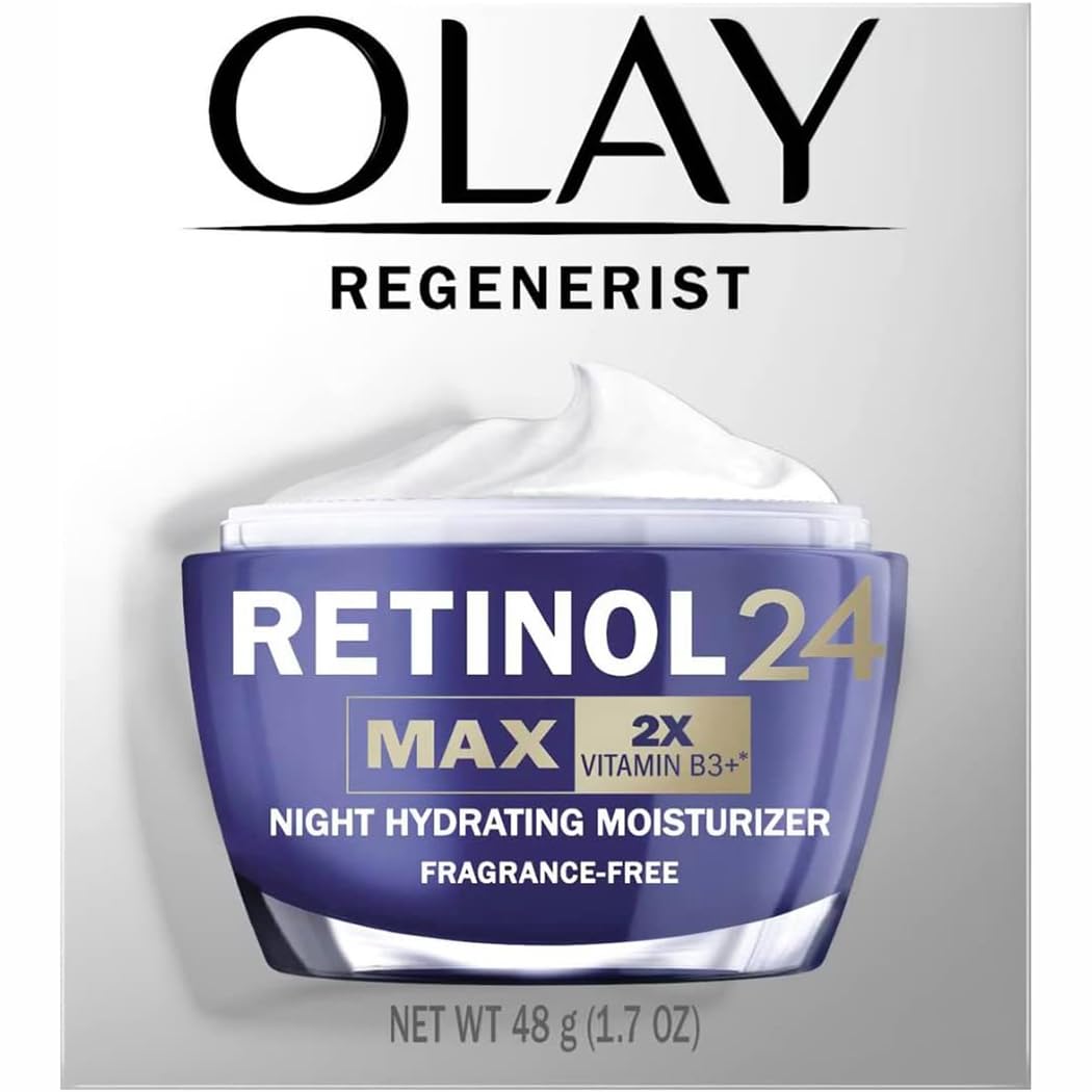 Olay Retinol24 Max open jar texture highlighting hydration delivery