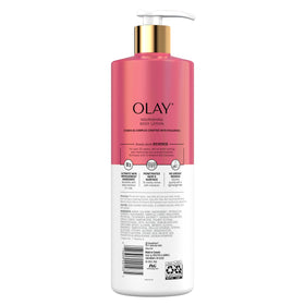 Olay beside a hand for scale indicating the generous 17 oz size