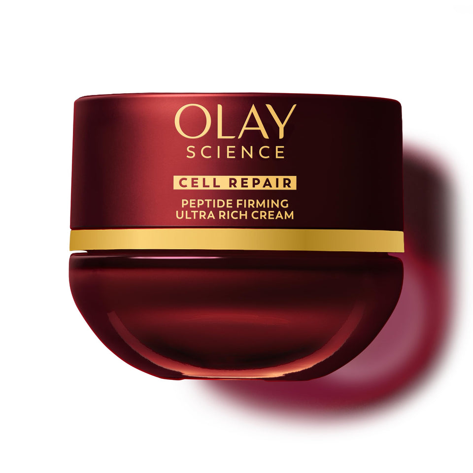 Olay Science front jar showing premium packaging and easy scoop