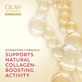 Olay Science applied to cheek to show non-greasy finish and instant hydration