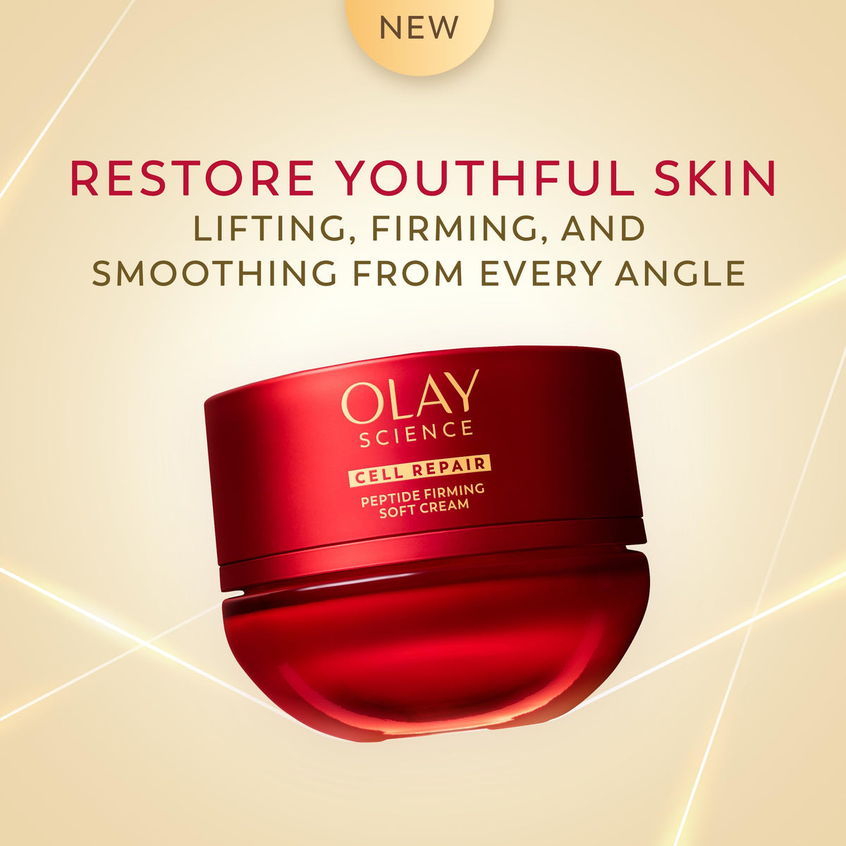 Olay Science cream on fingertip demonstrating easy absorption and smooth spread
