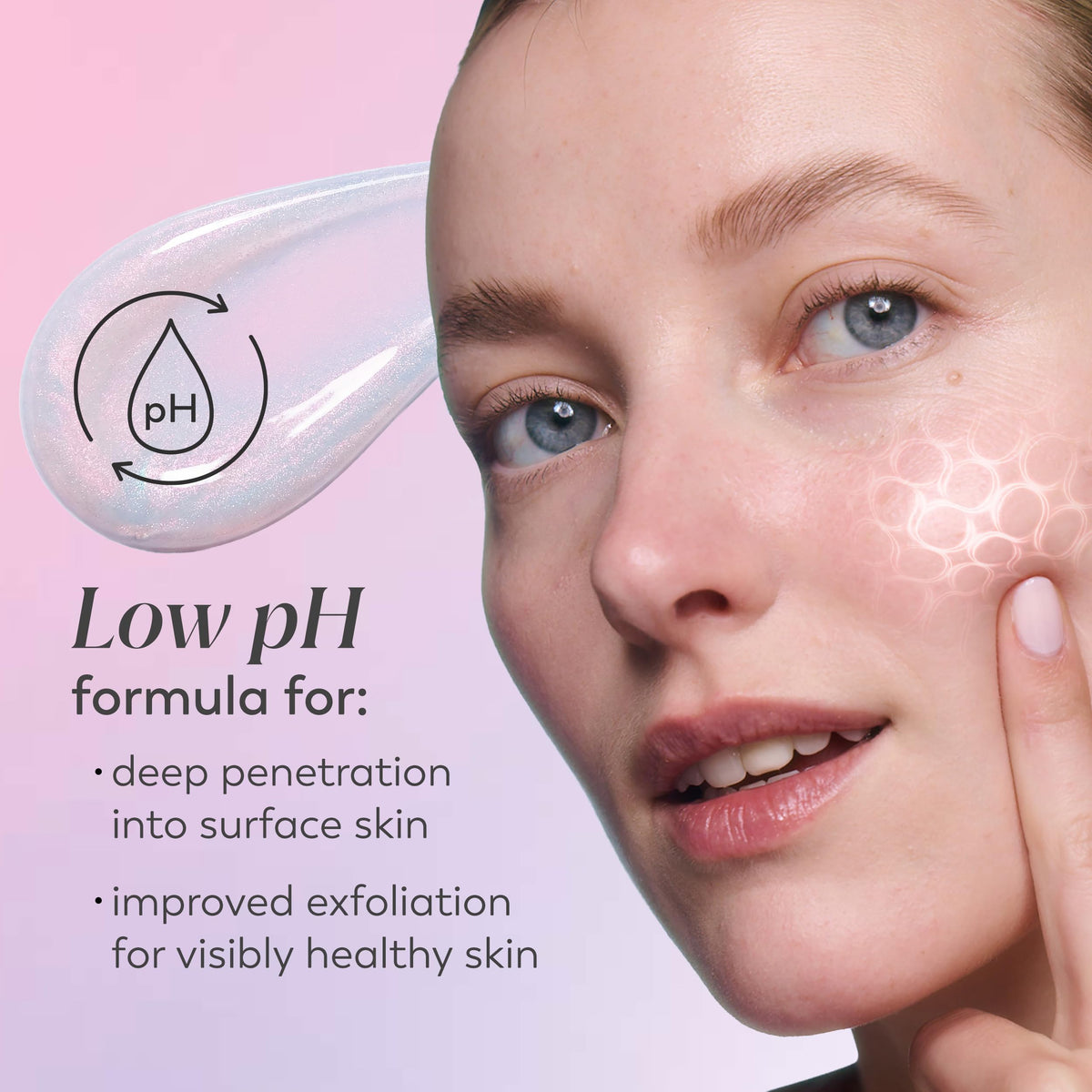 Olay serum dispensed on hand illustrating controlled application and easy spreadability