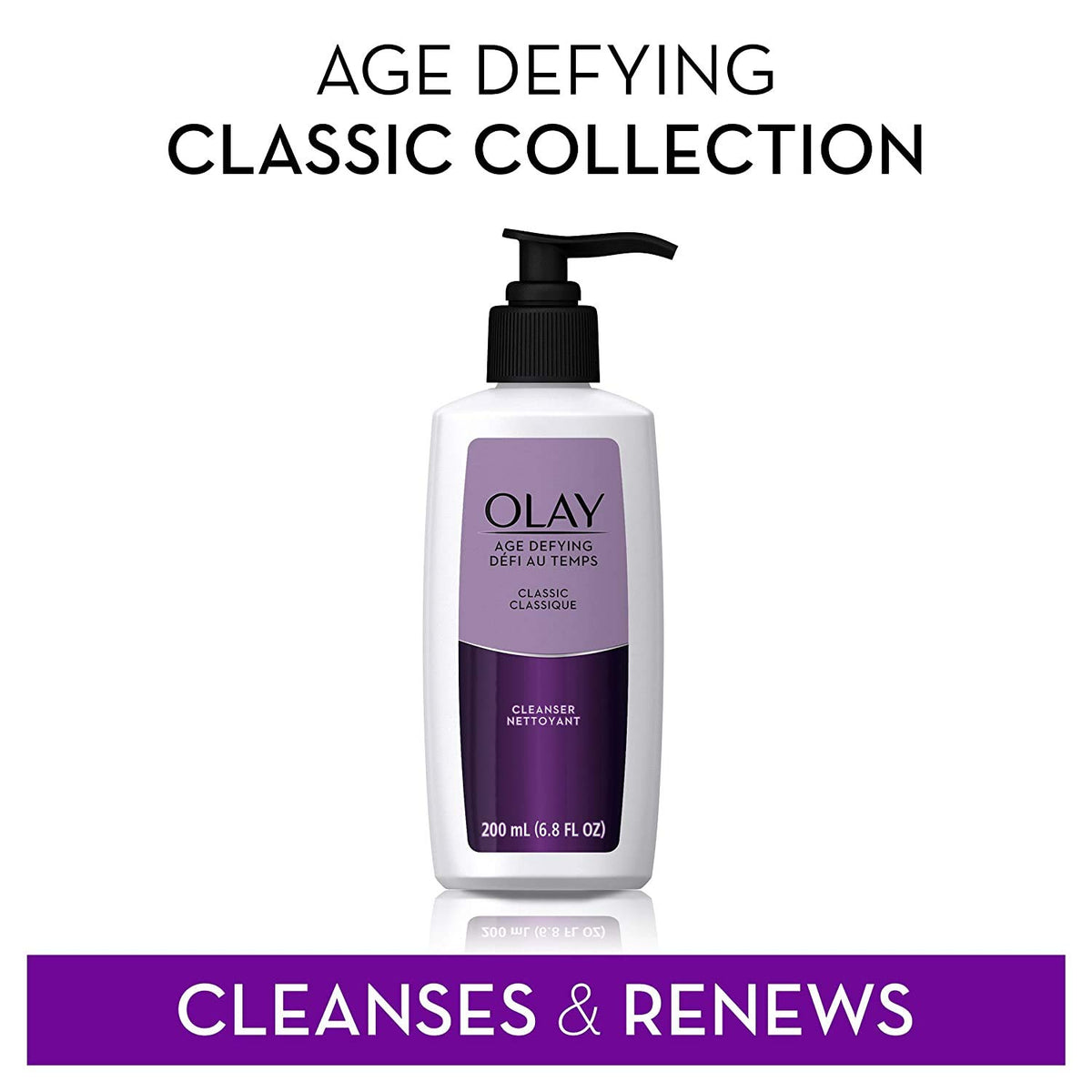 Olay bottle in hand to show scale and convenient 6.8 fl oz size