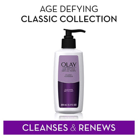 Olay bottle in hand to show scale and convenient 6.8 fl oz size