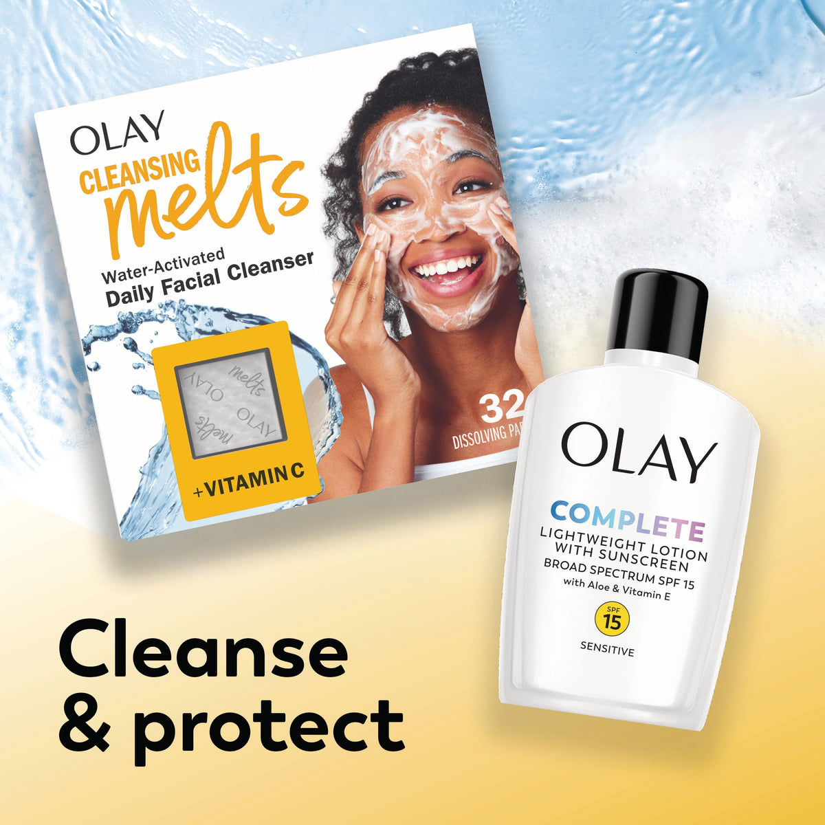 Olay tube held in hand indicating the 4 oz travel-friendly size
