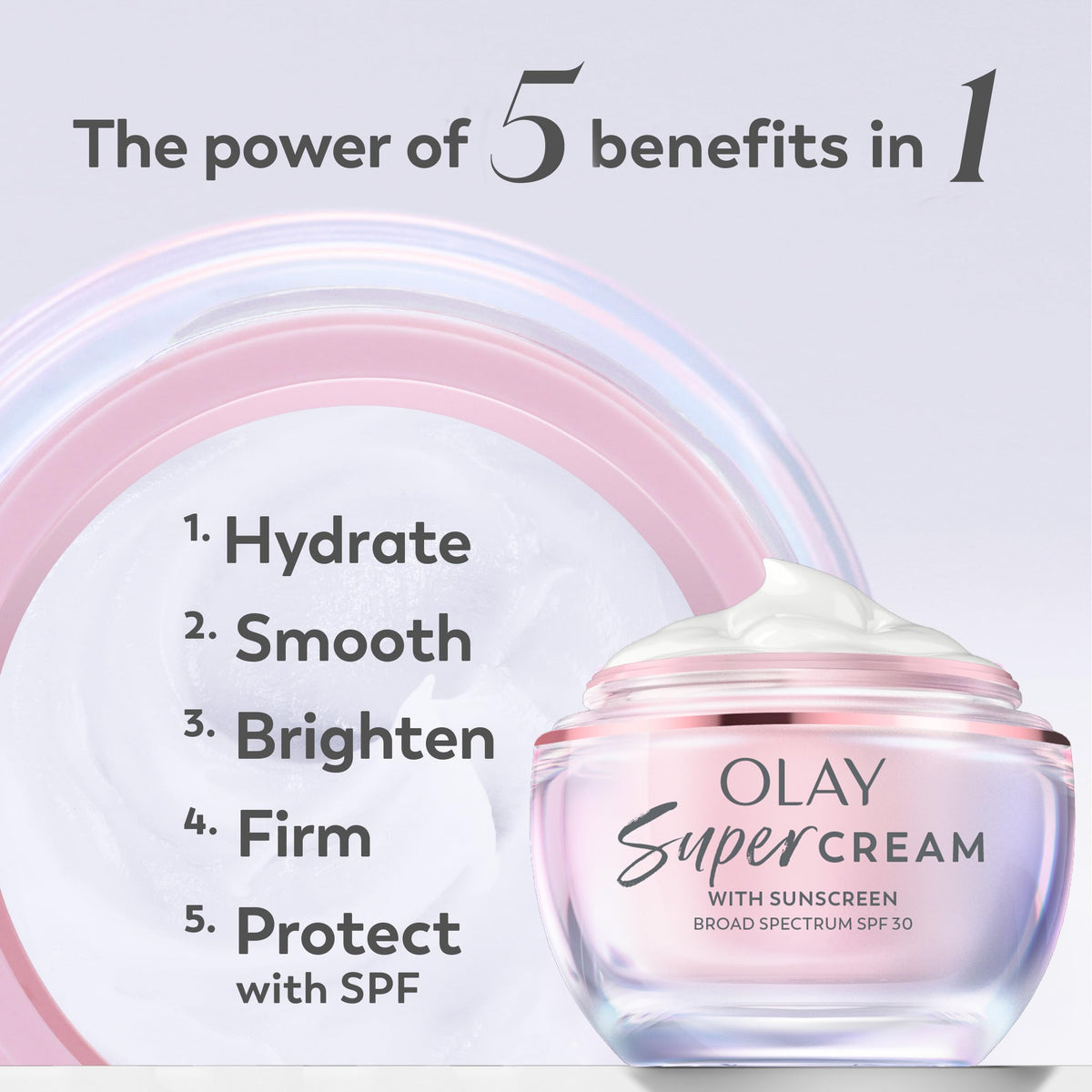 Olay close-up of cream texture highlighting lightweight hydration