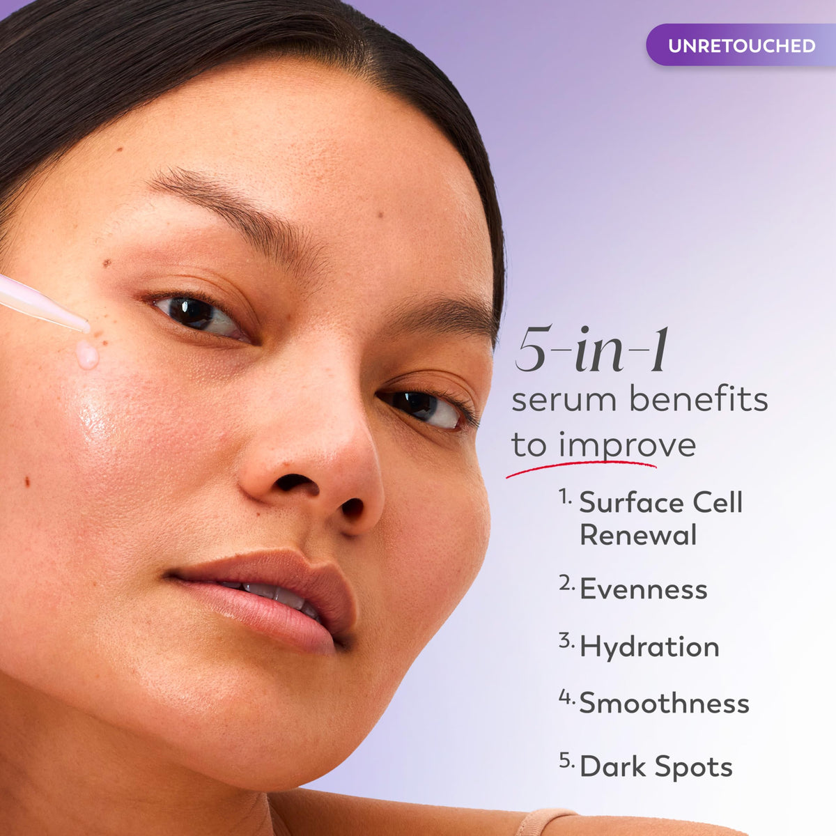 Olay dropper dispensing serum highlighting easy controlled application