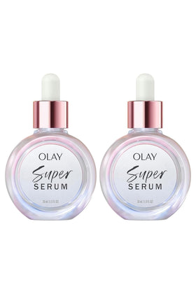 Olay bottle front packaging showing product and sleek design benefits