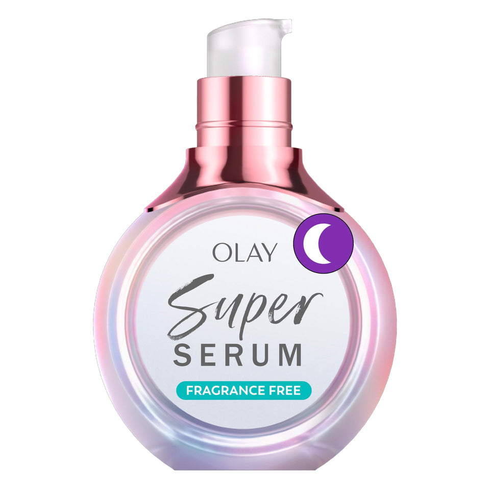 Olay front packaging showing trial-size bottle and clear benefit