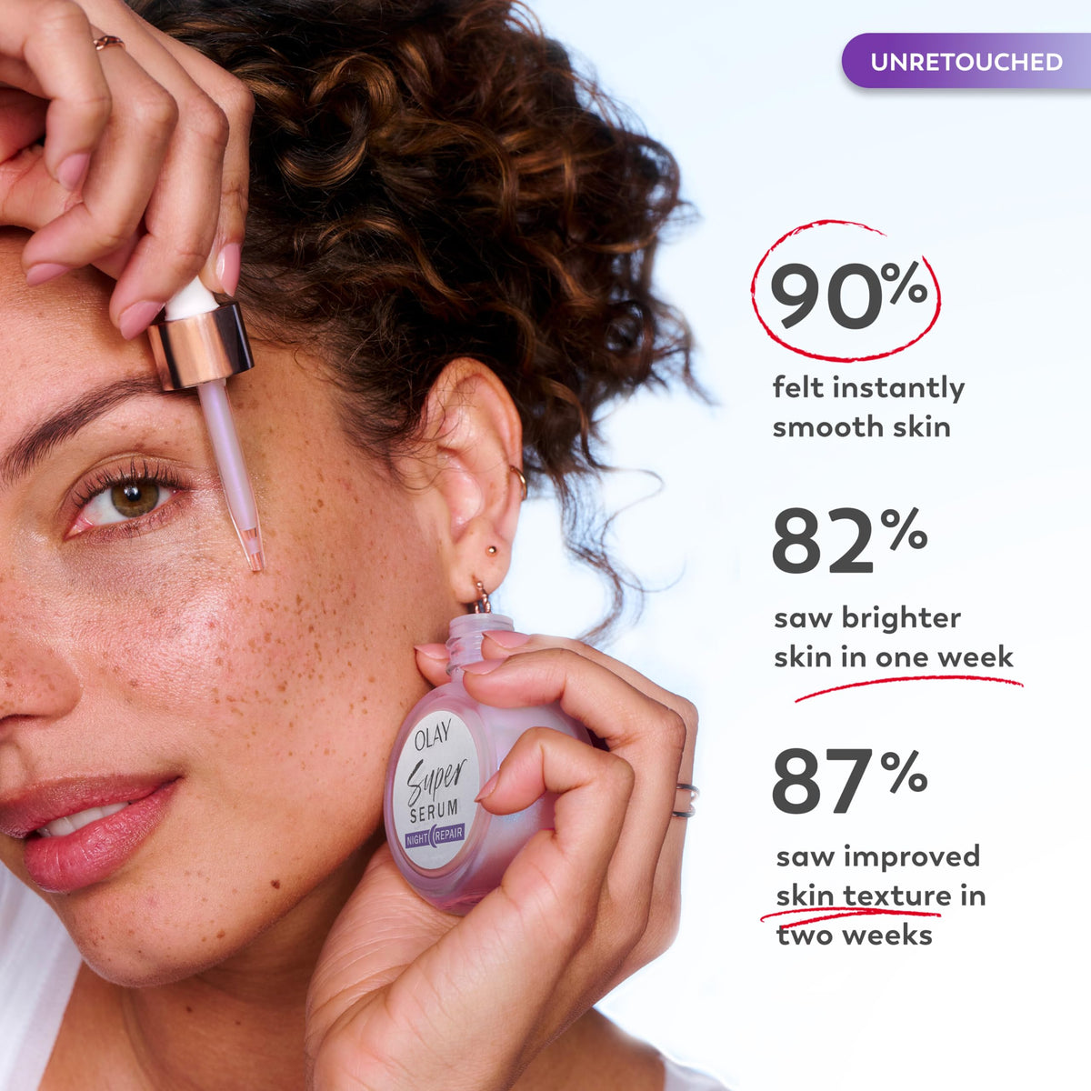 Olay ingredient focus with niacinamide bottle highlighting brightening