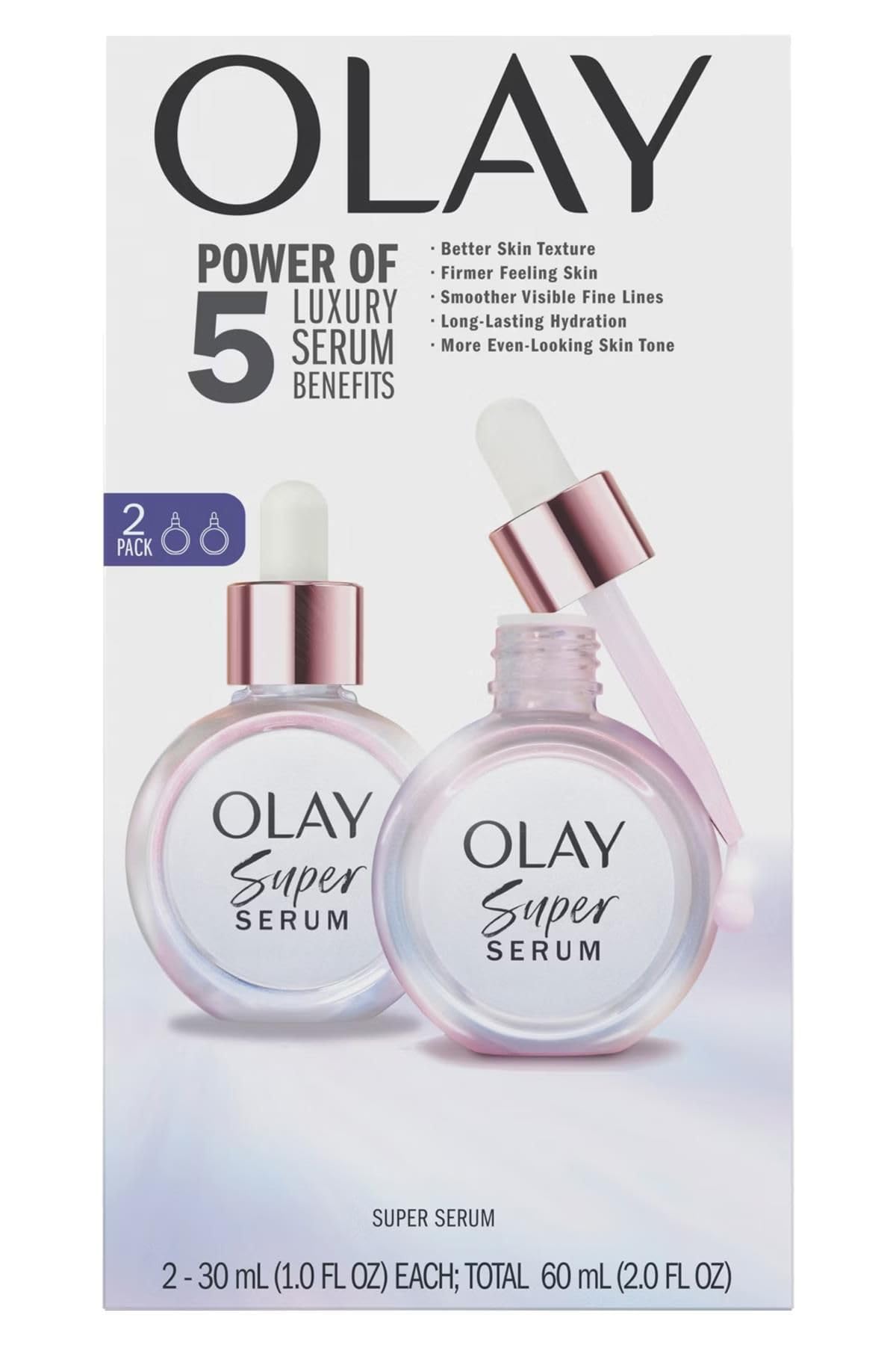 Olay pump and bottle detail highlighting easy dispensing and control