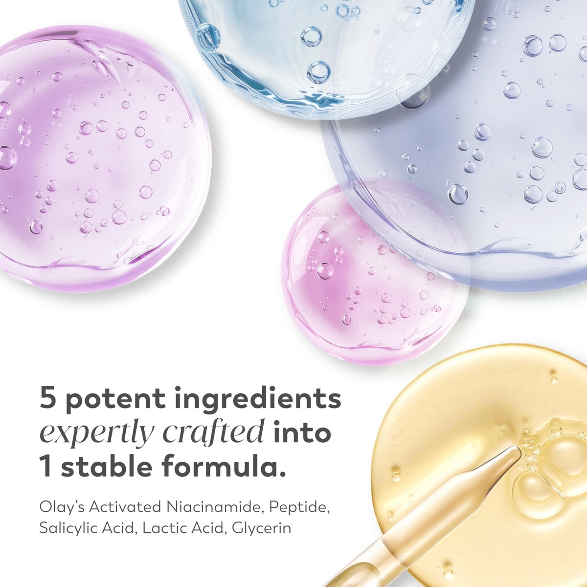 Olay texture close-up displaying lightweight, fast-absorbing formula